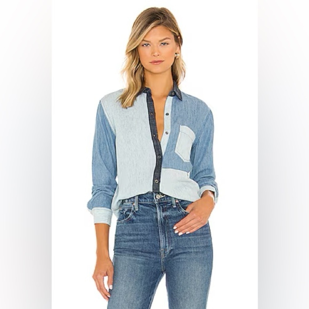 RARE Rails NWT Ingrid Colorblock Chambray Shirt— XS